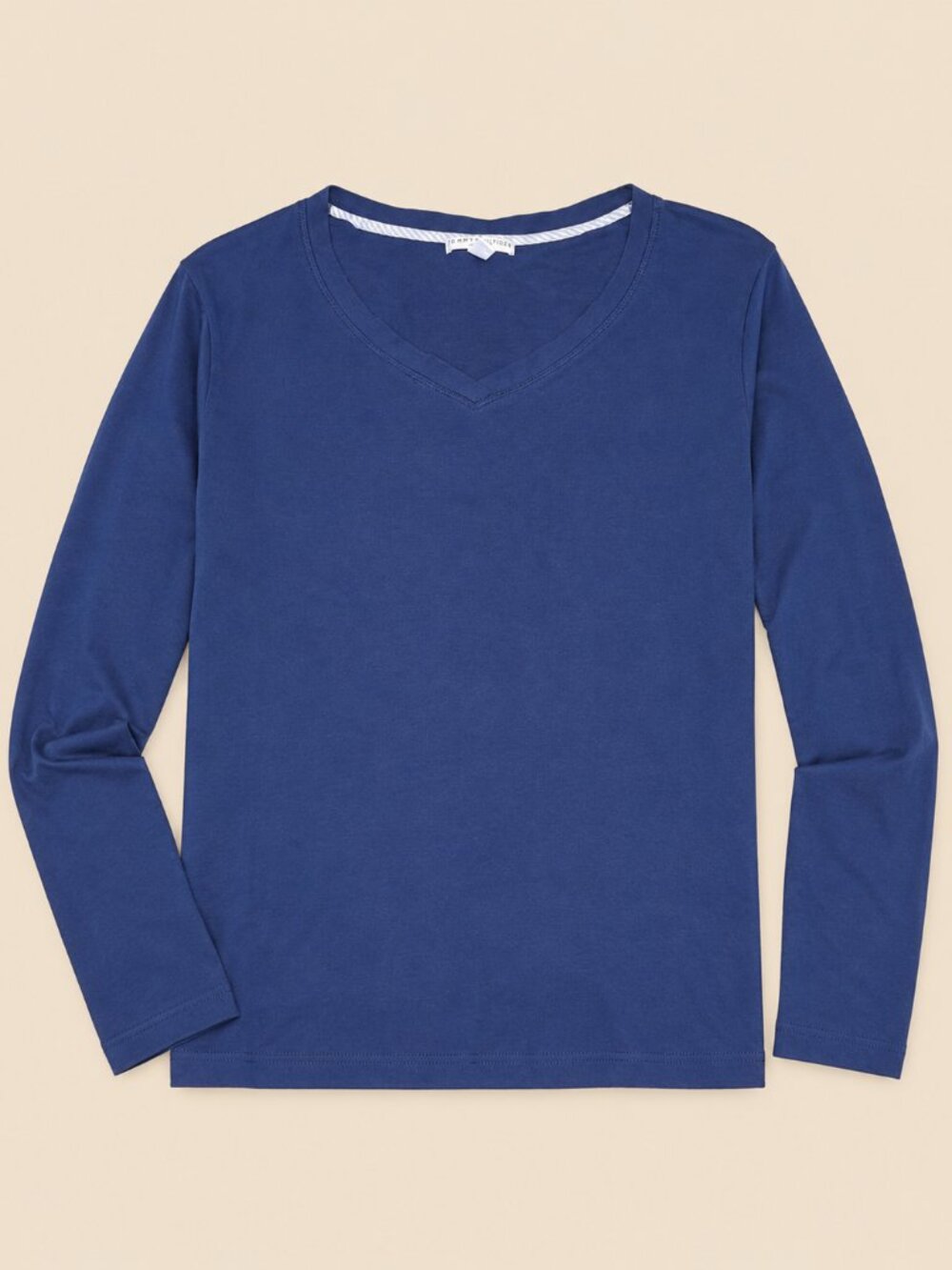Tommy Hilfiger V-Neck Long Sleeve Tee – Classic Blue